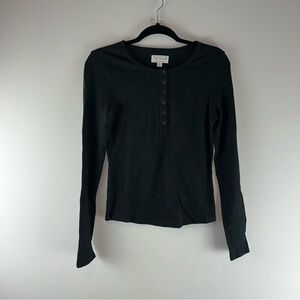 Tecovas Henley Long Sleeve Snap Button Western Wear Black Top Size XS